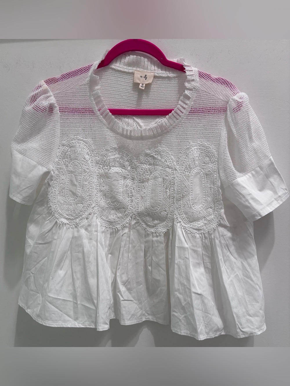 White Lace-Embroidered Blouse - Women's